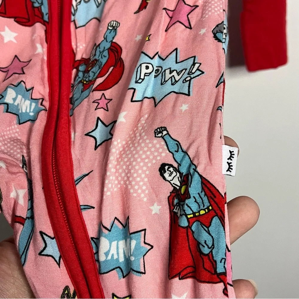 Little Sleepies Pink Justice League Bamboo Zippy Pajamas Size 6-12